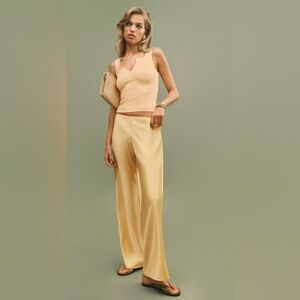 Reformation Gale Satin Mid Rise Bias Pant Size Small